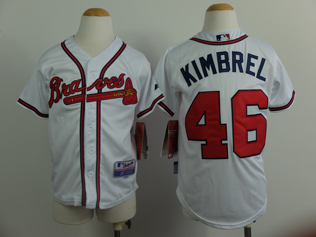 Youth Atlanta Braves 46 Kimbrel White MLB Jerseys